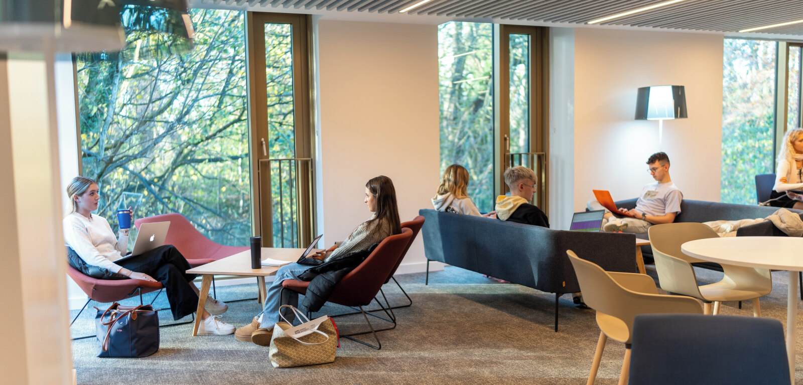 Students in QBS seating area