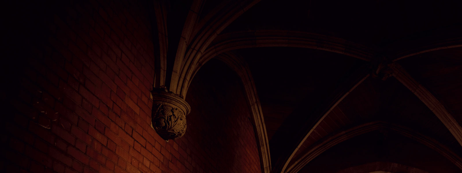 Image of red brick and rafters