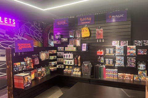 Merchandise display in Reboot cafe