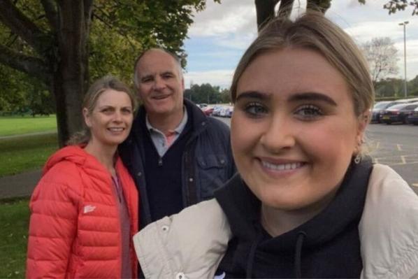 Sarah Geraghty with her parents