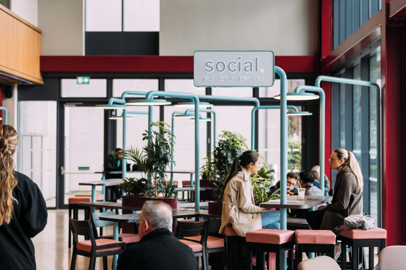 Students sitting in Social Cafe