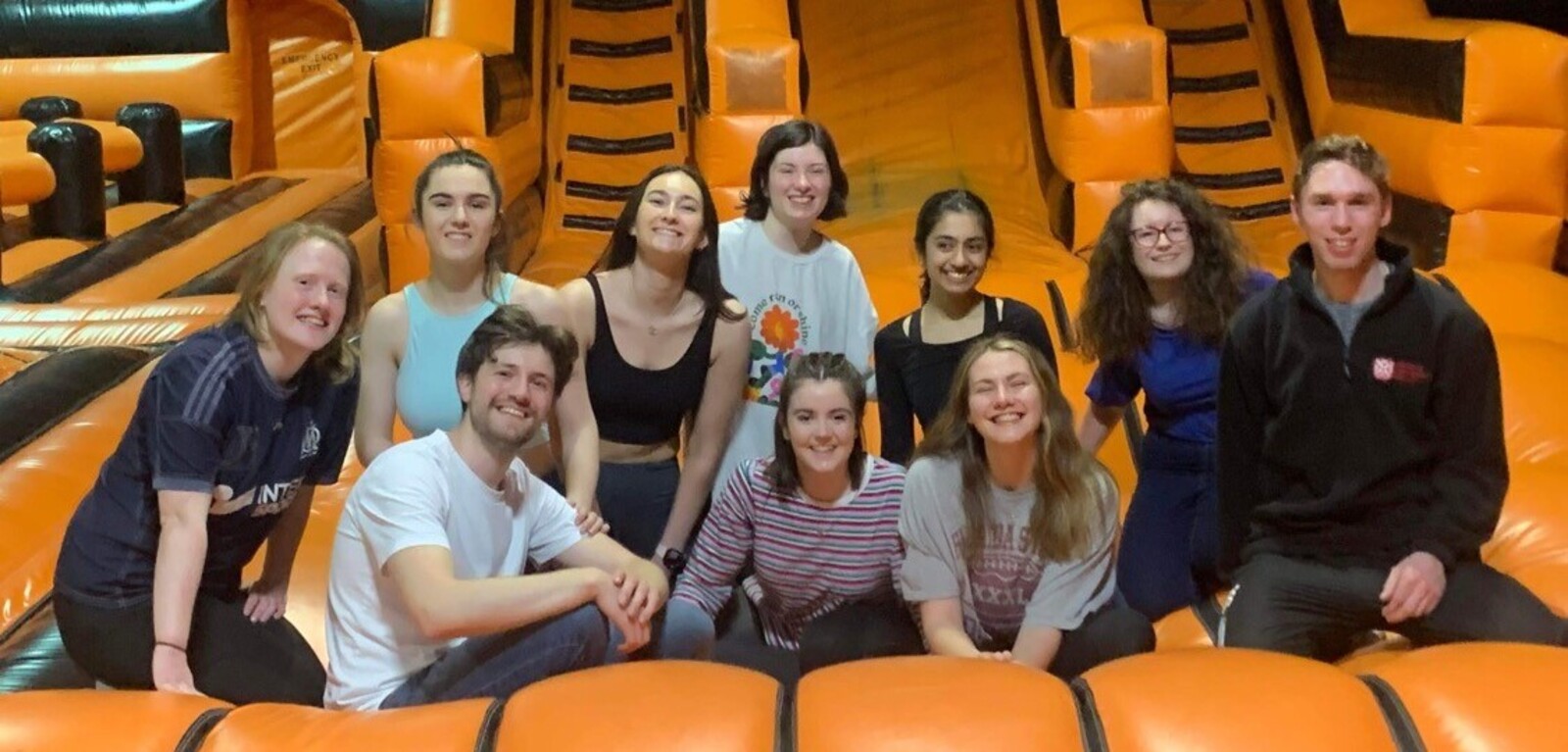 Group of students at inflatable park