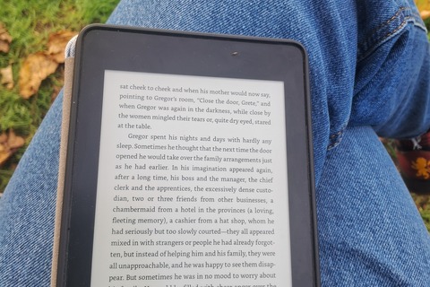 Kindle on student's lap