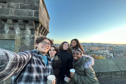 Students posing for photo in Edinburgh