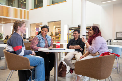 Group of students sitting together in Junction Cafe