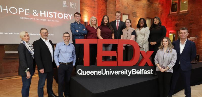 Group of speakers at the TEDx Queen's University Belfast 2025