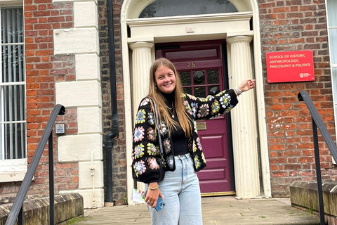 Student Tessa outside the School of HAPP