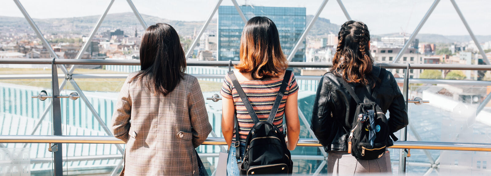 Three students at the top of Victoria square