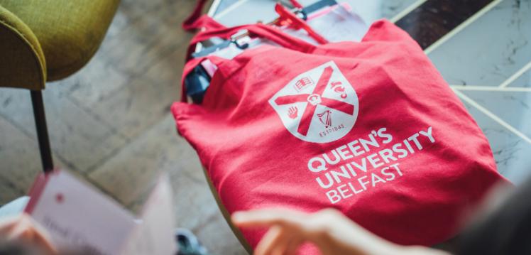 Red QUB tote bag