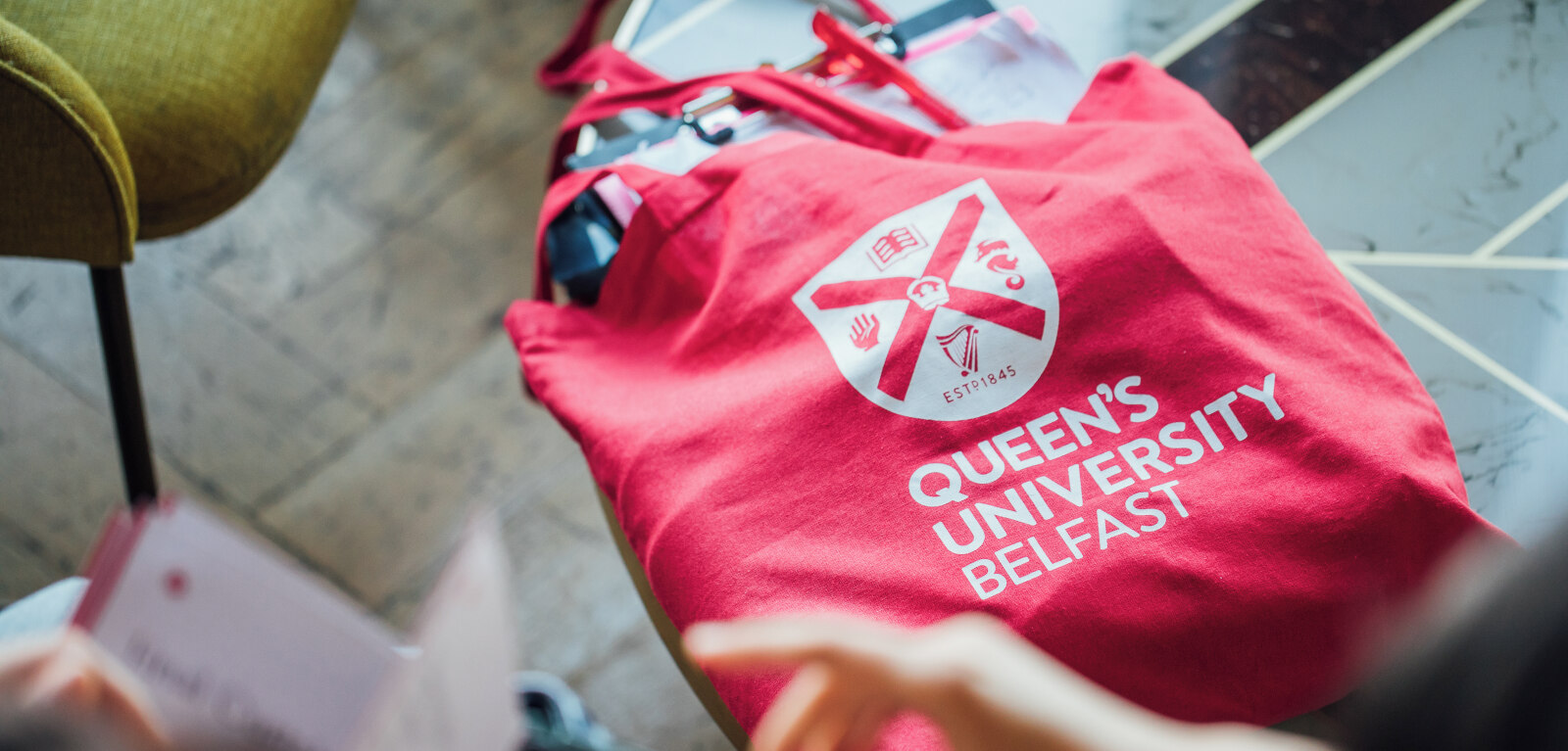Red QUB tote bag