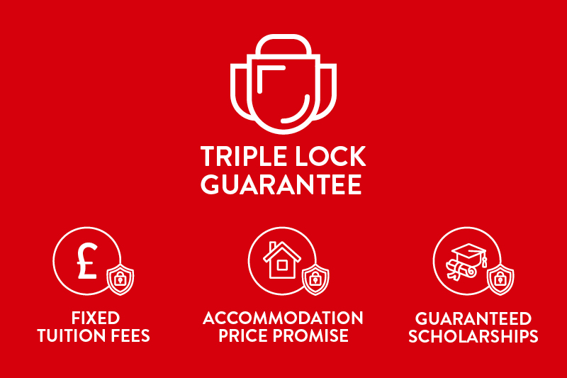Triple lock guarantee on a red background