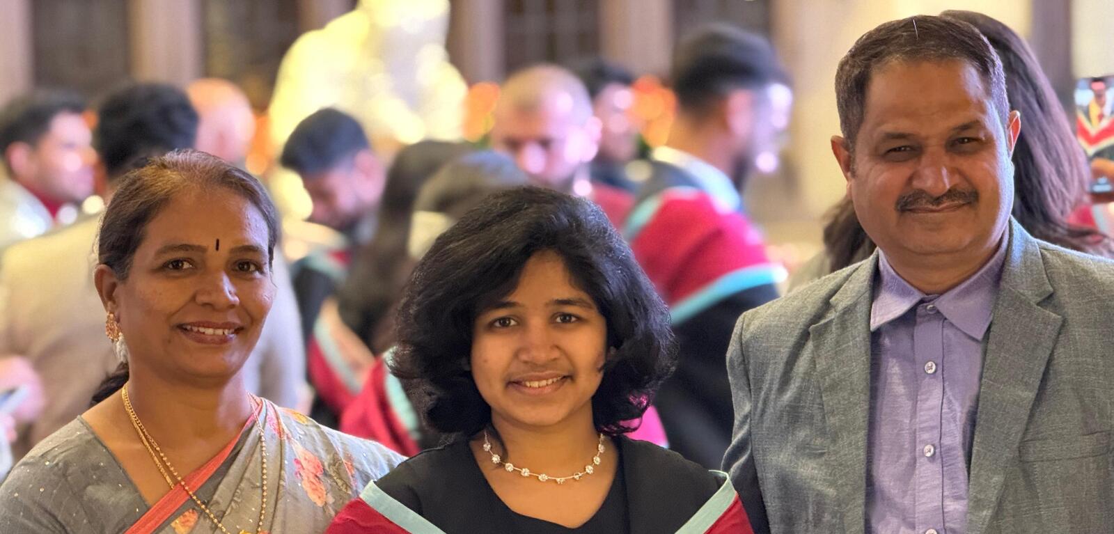 Student Varshithia and family at her graduation