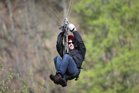 Man ziplining