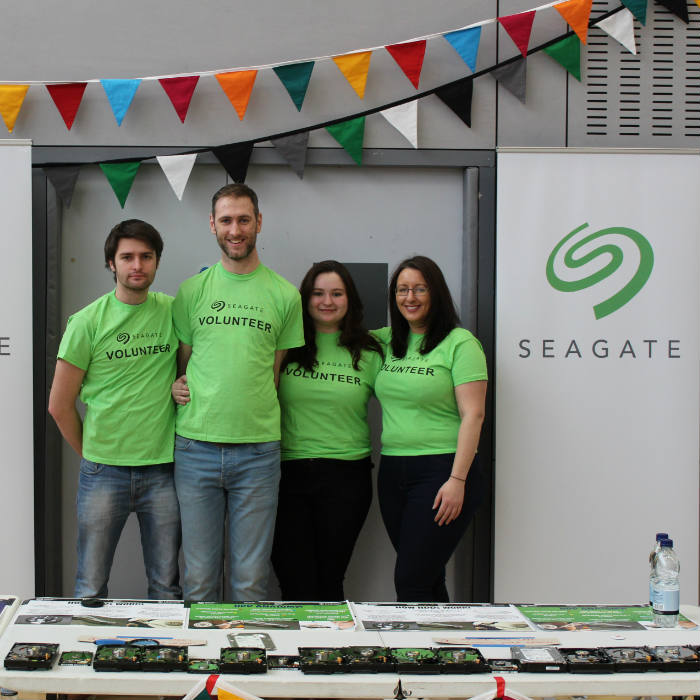 CDT Students Hristo Gergov, Simon Munro and Tamsin O'Reilly with CDT External Engagement Manager Dr Caryn Hughes (pictured, left to right)