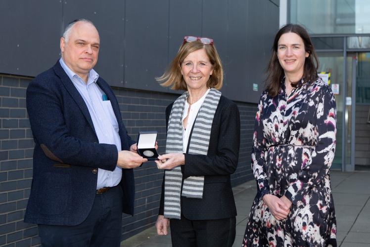 Prof Pascale Cossart receiving Barcroft medal