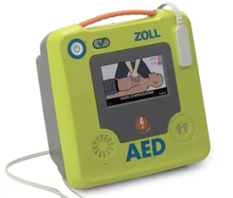 A picture of the ZOLL Series Portable AED including the screen showing the steps necessary to perform CPR.
