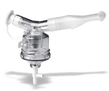 A picture of the Nebuliser which is a T-piece style nebuliser against a white background.