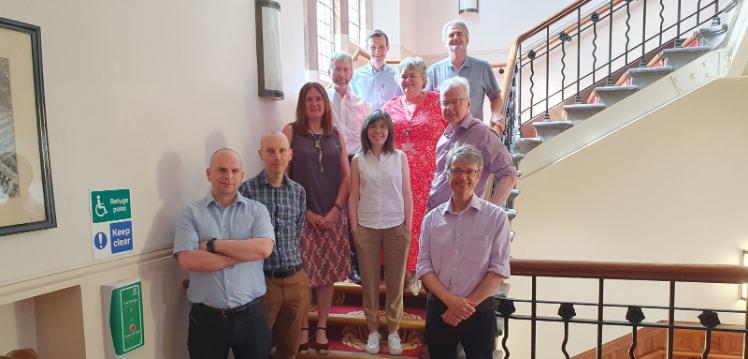 PolyMof Project Group on a stair case in Queen's University Belfast