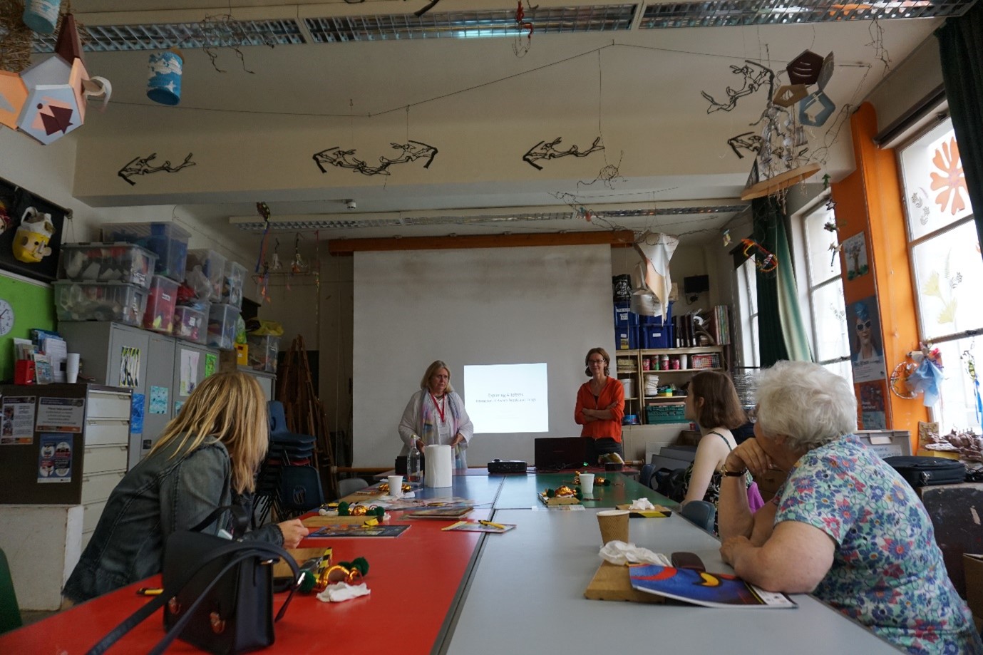 Maurska Kalamandalam Barbara Vijayakumar at a workshop on the Isle of Wight, 2016