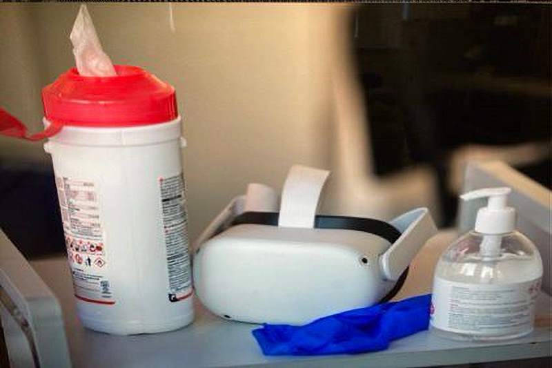 sanitiser and VR equipment
