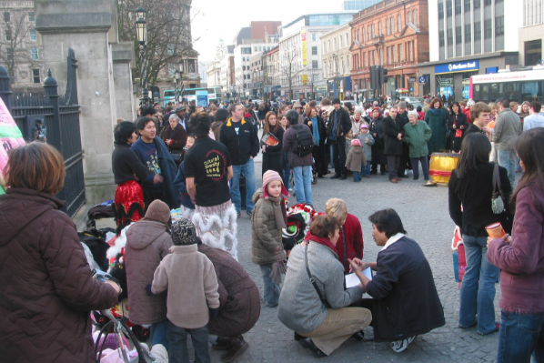 Set-up for a chinese new year celebration in Belfast