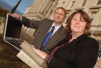 Dr Paul Ell, Director of the CDDA at Queen's University Belfast and Sheila Anderson, Director of the Arts and Humanities Data Service at Kings College London pictured at Parliament Buildings, Belfast.