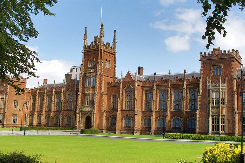 Front of lanyon building and front lawn in sunshine