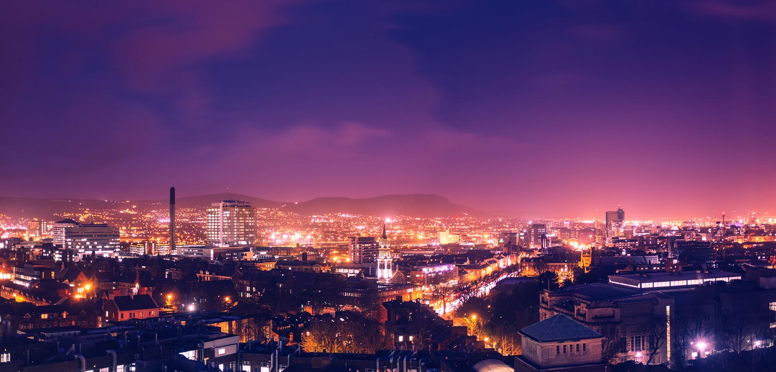 panoramic from top of ashby, night time