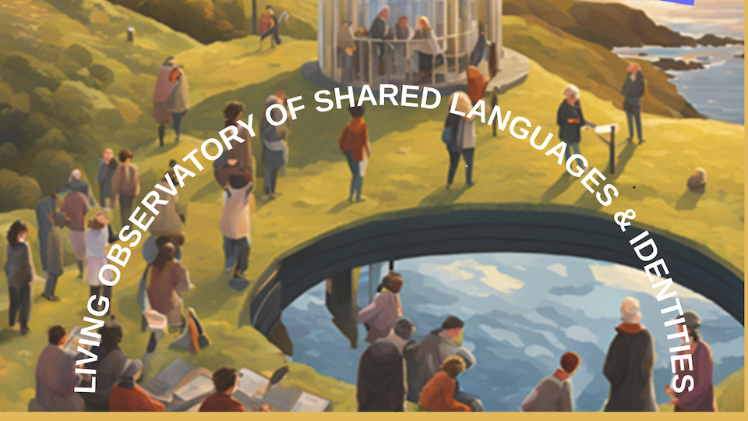 graphic of people standing beside and observatory on a cliff