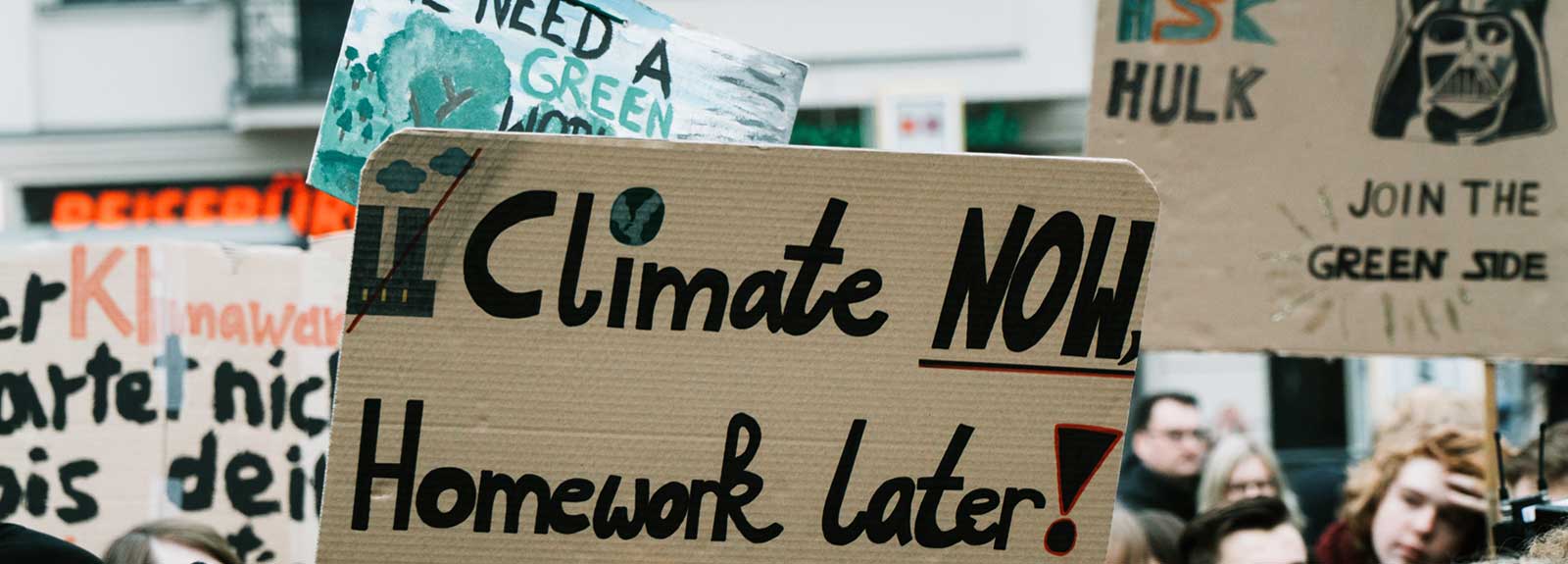 PHOTO: climate change demonstration placards