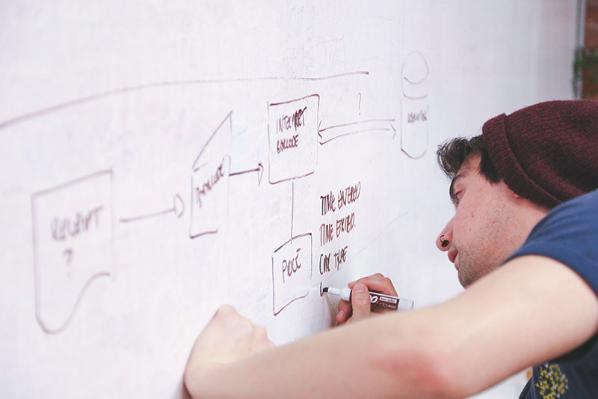 Student writing on a whiteboard