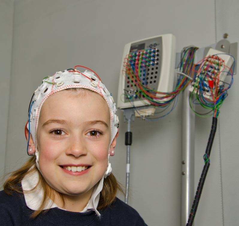 Girl undergoing EEG