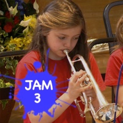 Young girl playing trumpet