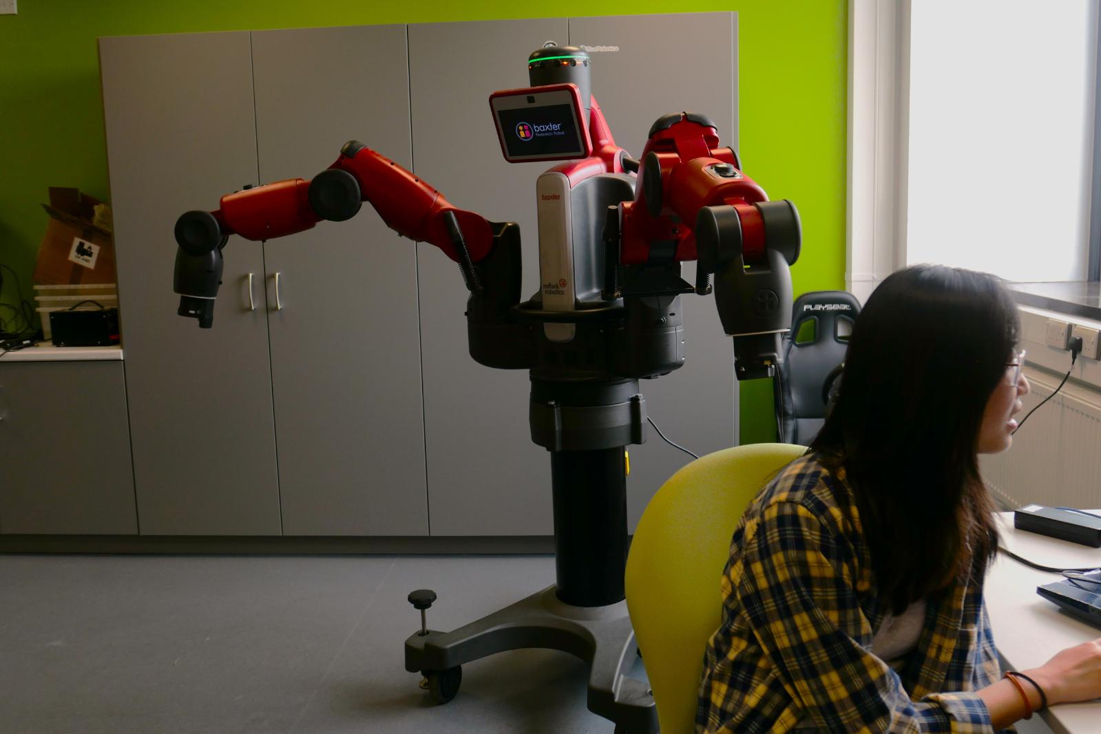 Girls into Electronics Baxter Robot with Researcher Yuzhu Sun
