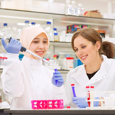 2 female students, lab based research