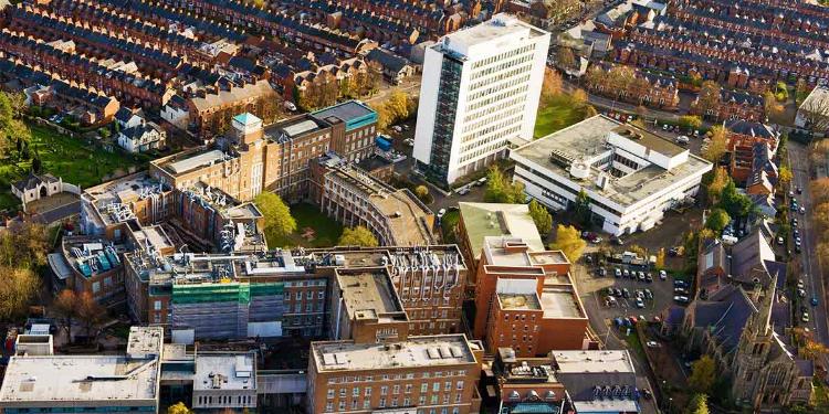 Arial view of the David Keir Building and the Ashby Building