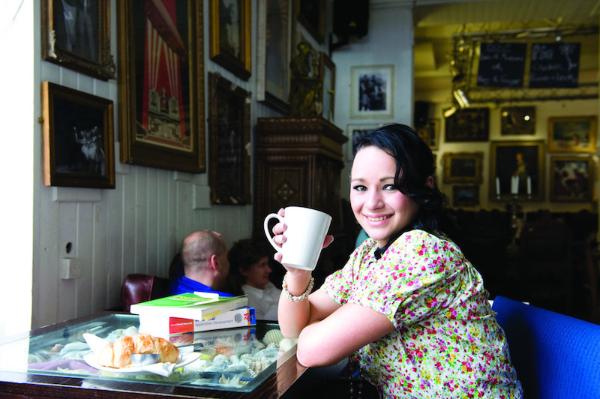 International student having coffee