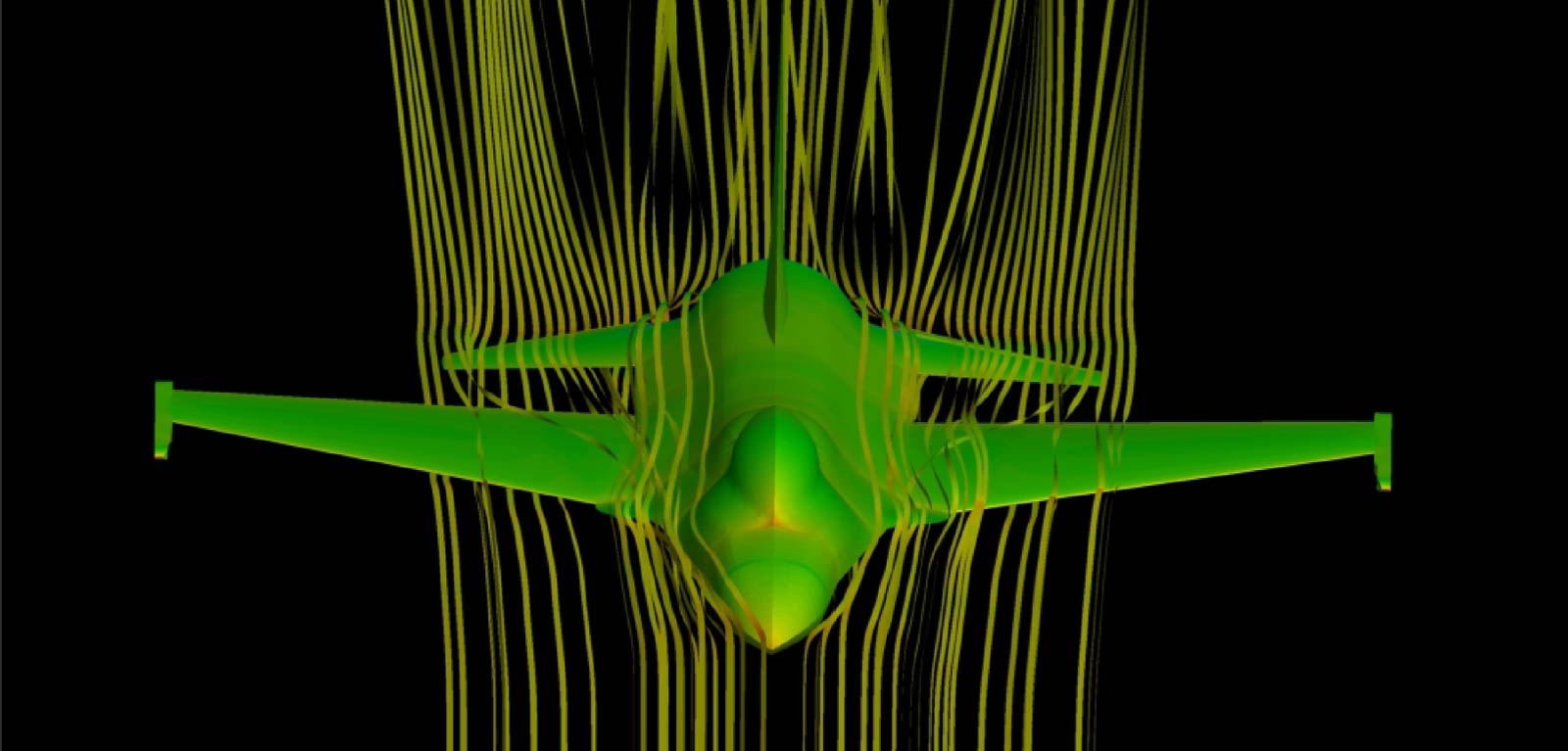 CFD simulation of a fighter aircraft with visible jetstreams