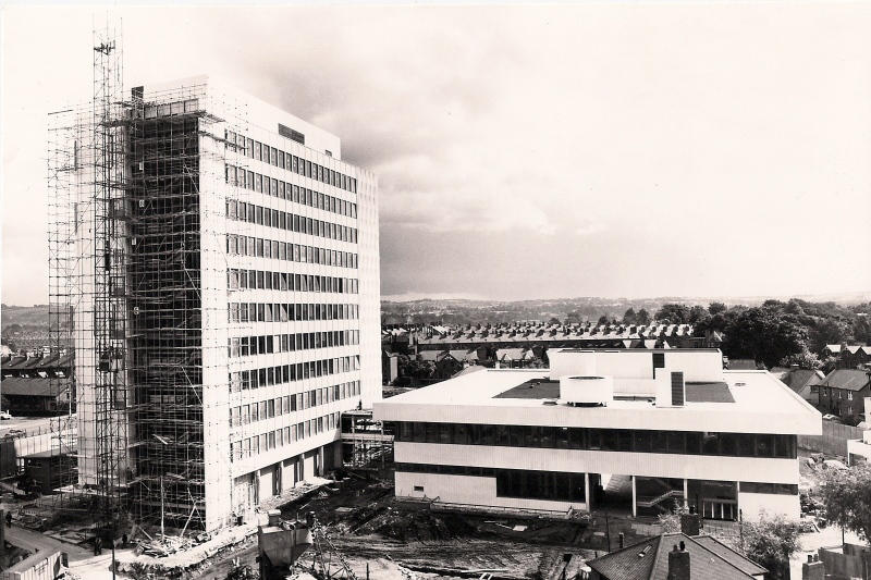 Ashby building during construction in 1963