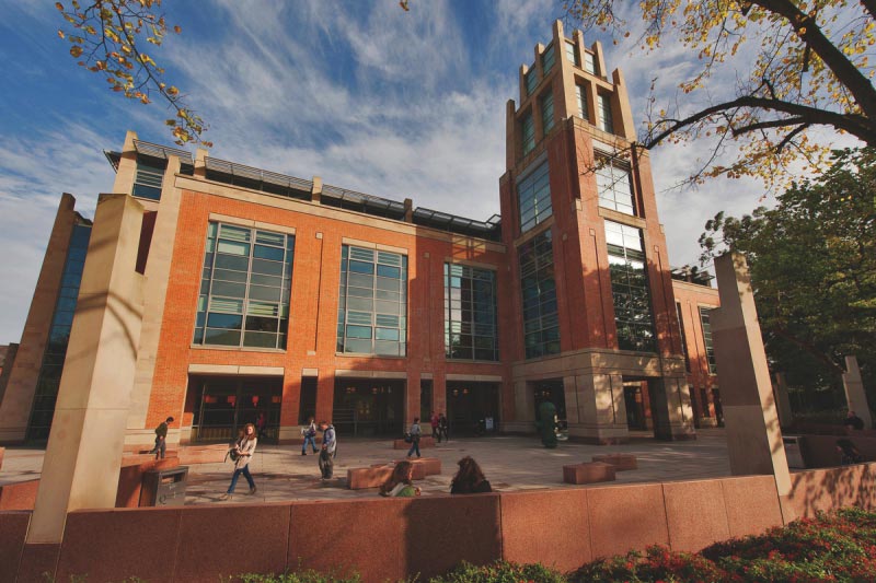 low angle view of the McClay library from the front