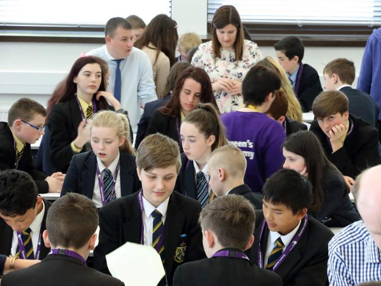 Queens Academy Students gathering on campus