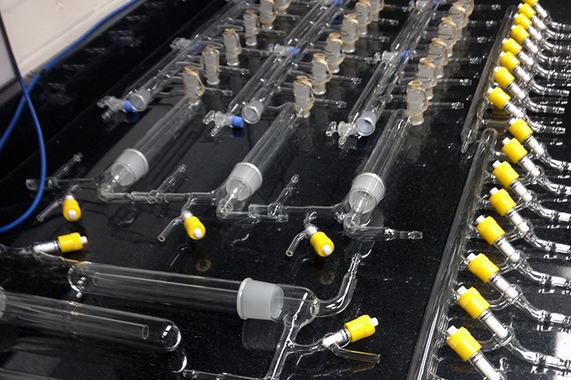 Glass test tube and vials newly blown and labelled