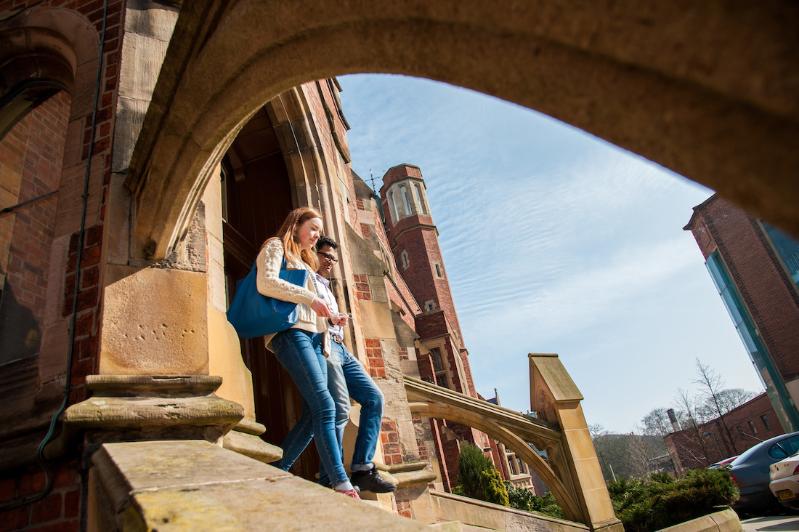 Students under archway