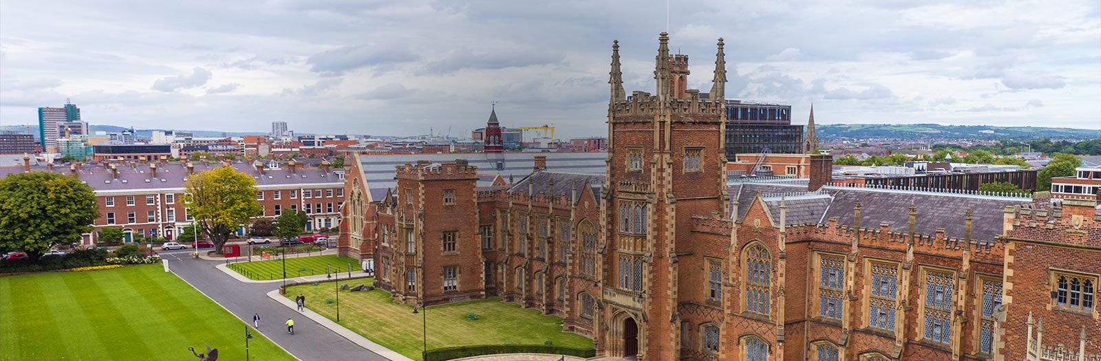 Lanyon building with Belfast skyline in the background