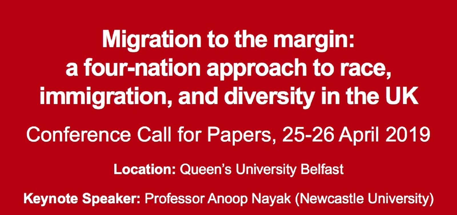 Migration to the margin - call for papers - 25 April 2019