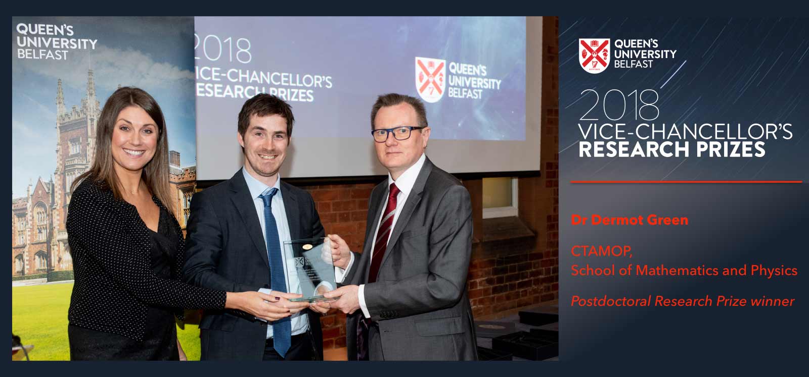 Dermot Green being awarded the 2018 Queen’s University Belfast Vice-Chancellor’s Research Prize