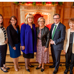 Pictured (L-R) are: Professor Karen McCloskey; Professor Nola Hewitt-Dundas; Professor Mary McAleese; Wendy Austin; Professor Ian Greer; Dr Renee Prendergast