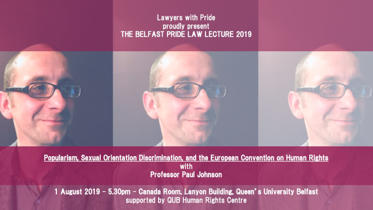 Academic bald wearing glasses in triplicate with purple banner and text at the bottom