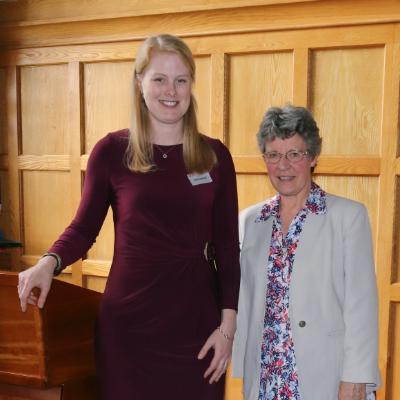 Dr Edel Hyland, SWAN Champion and Chair of the School of Biological Sciences SWAN Committee with Professor Dame Jocelyn Bell Burnell