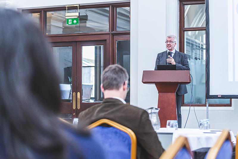 An image of Professor Peter Robertson delivering a conference presentation
